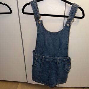 7 For All Mankind Blue Denim Short Overalls